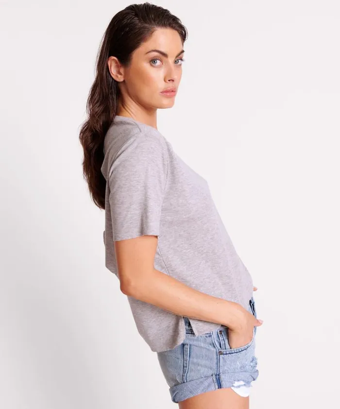 Women GREY MARLE LUCKY 8 BOYFRIEND TEE One Teaspoon Tees and Tanks