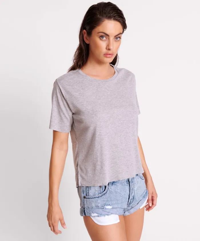 Women GREY MARLE LUCKY 8 BOYFRIEND TEE One Teaspoon Tees and Tanks
