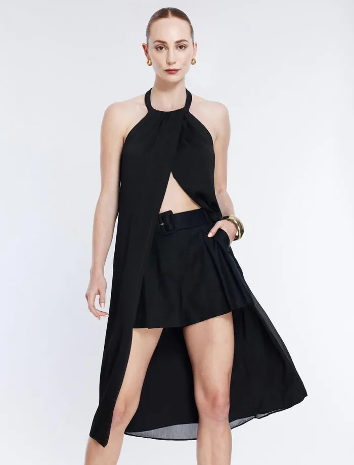 Women Halter Tunic Top Black BCBG Tops