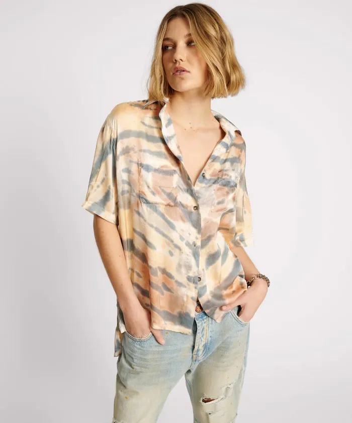Women HAND PAINTED DATE NIGHT SATIN SHIRT One Teaspoon Shirts