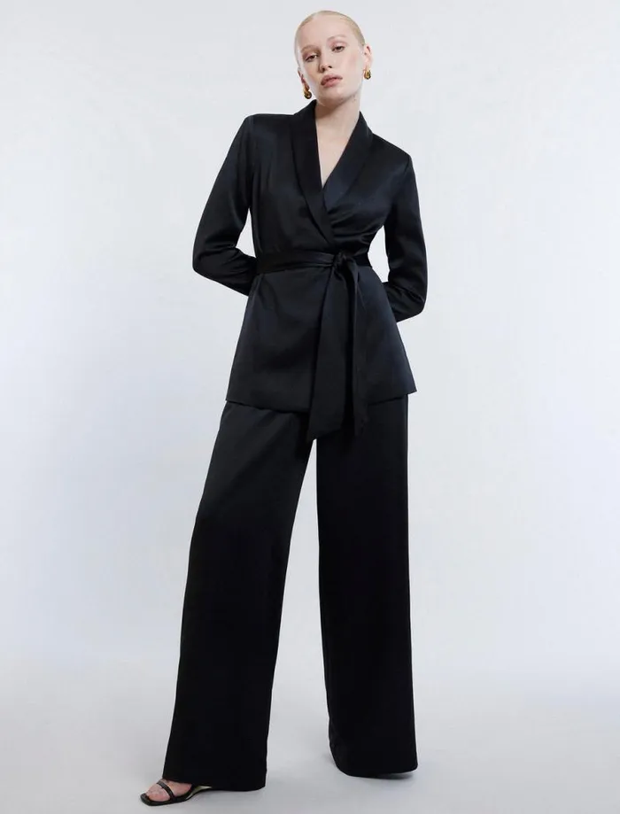 Women Harrison Satin Blazer Black BCBG Jackets and Blazers Women Harrison Satin Blazer Black BCBG Jackets and Blazers