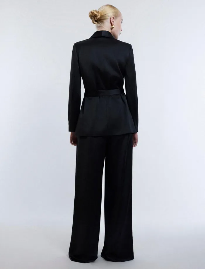 Women Harrison Satin Blazer Black BCBG Jackets and Blazers Women Harrison Satin Blazer Black BCBG Jackets and Blazers