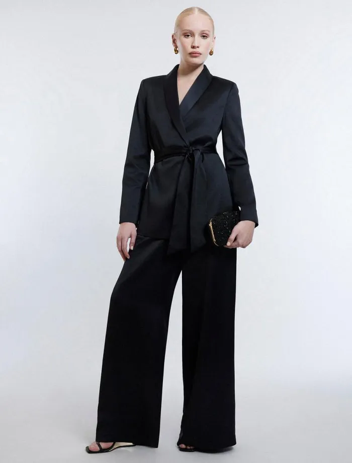 Women Harrison Satin Blazer Black BCBG Jackets and Blazers Women Harrison Satin Blazer Black BCBG Jackets and Blazers