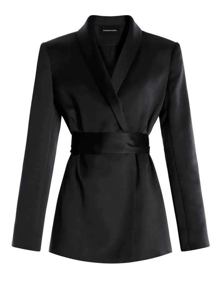 Women Harrison Satin Blazer Black BCBG Jackets and Blazers Women Harrison Satin Blazer Black BCBG Jackets and Blazers