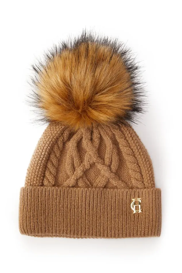 Women Hats and Headbands Holland Cooper Cortina Bobble Hat Caramel