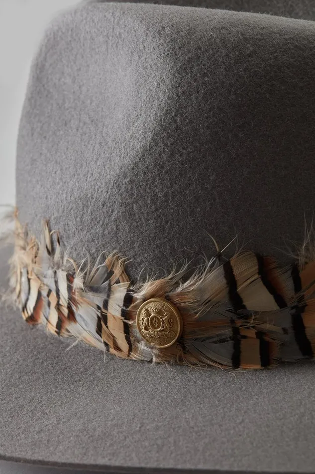 Women Hats and Headbands Holland Cooper Trilby Hat Double Feather Band Light Grey Women Hats and Headbands Holland Cooper Trilby Hat Double Feather Band Light Grey