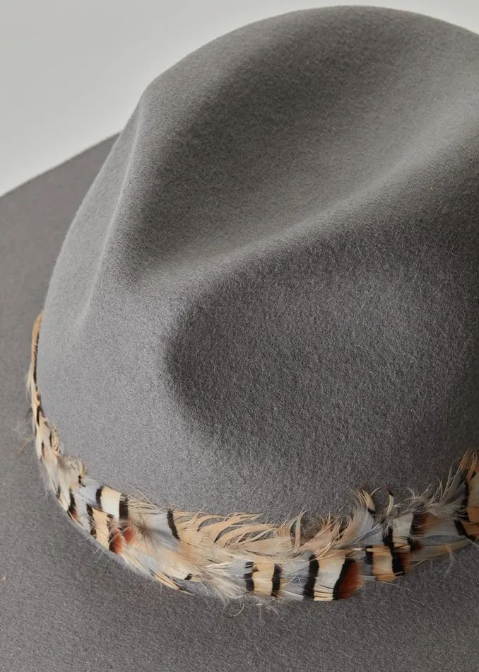 Women Hats and Headbands Holland Cooper Trilby Hat Double Feather Band Light Grey Women Hats and Headbands Holland Cooper Trilby Hat Double Feather Band Light Grey