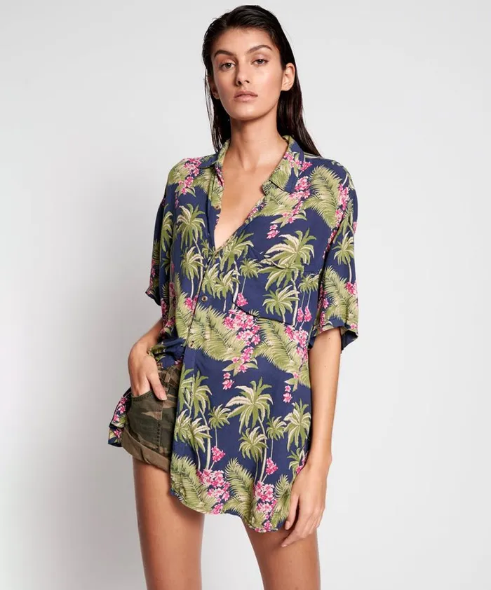 Women HAWAIIAN SHIRT BLUE One Teaspoon Shirts Women HAWAIIAN SHIRT BLUE One Teaspoon Shirts