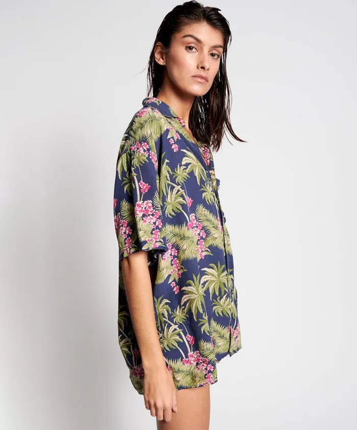 Women HAWAIIAN SHIRT BLUE One Teaspoon Shirts Women HAWAIIAN SHIRT BLUE One Teaspoon Shirts