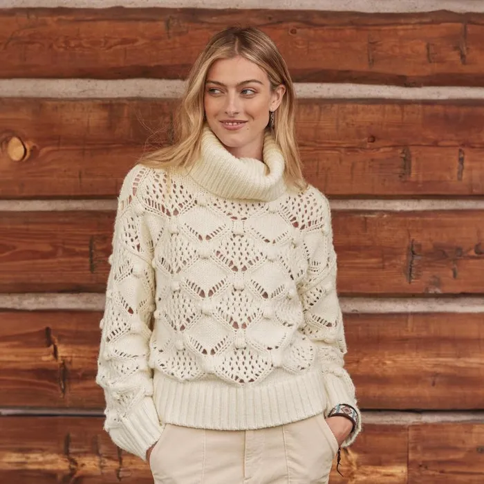 Women Ice Kissed Turtleneck Ivory Sundance Catalog Sweaters