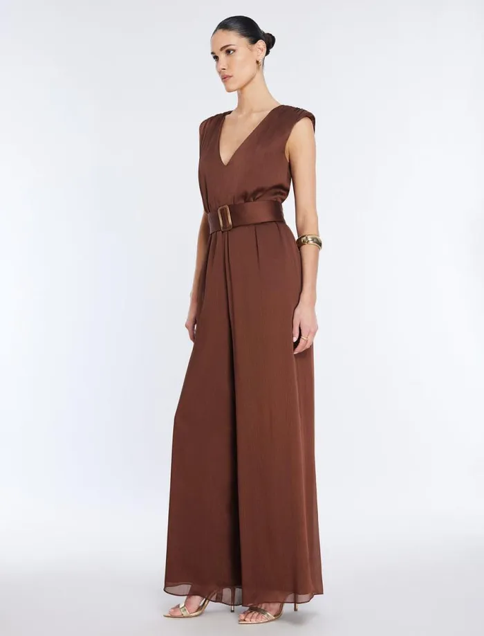 Women Imogen Belted Jumpsuit Chocolate BCBG Dresses Women Imogen Belted Jumpsuit Chocolate BCBG Dresses