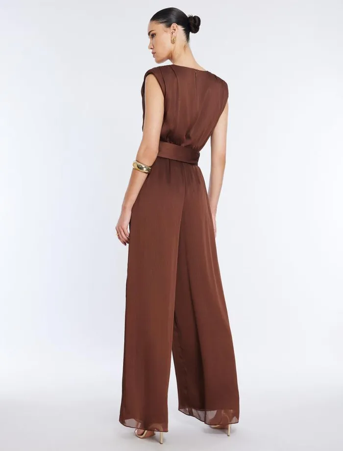 Women Imogen Belted Jumpsuit Chocolate BCBG Dresses Women Imogen Belted Jumpsuit Chocolate BCBG Dresses
