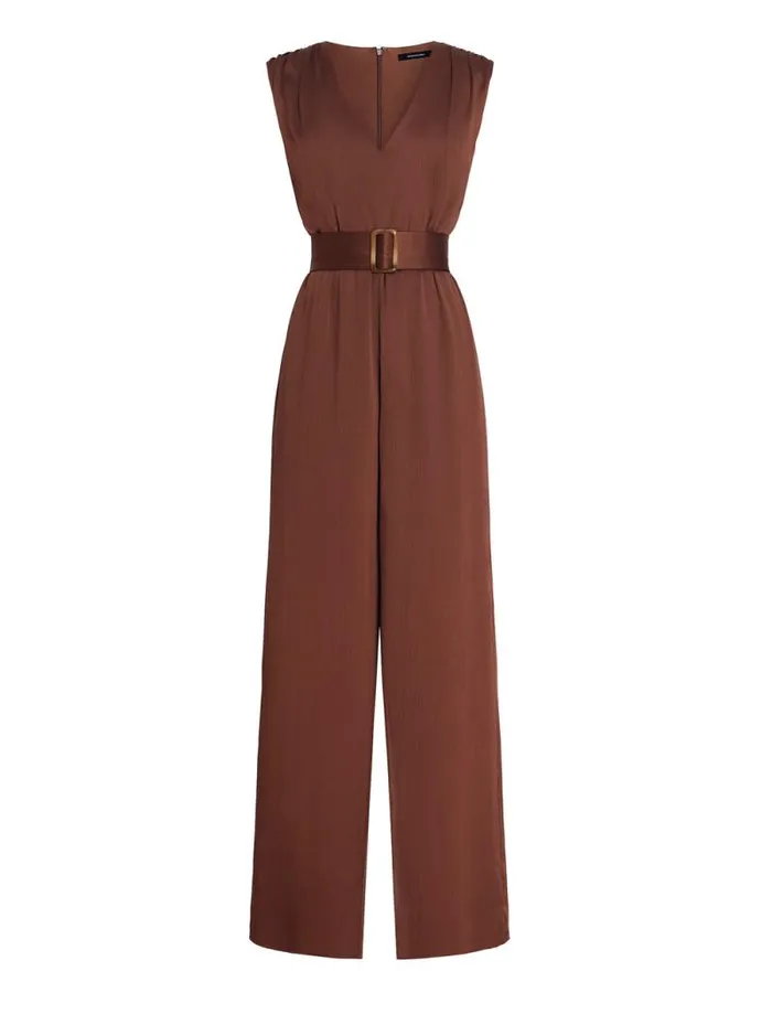 Women Imogen Belted Jumpsuit Chocolate BCBG Dresses Women Imogen Belted Jumpsuit Chocolate BCBG Dresses