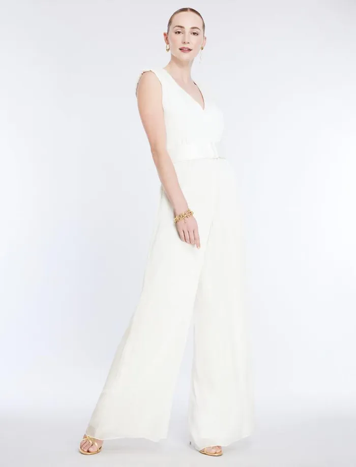 Women Imogen Belted Jumpsuit Gardenia BCBG Dresses