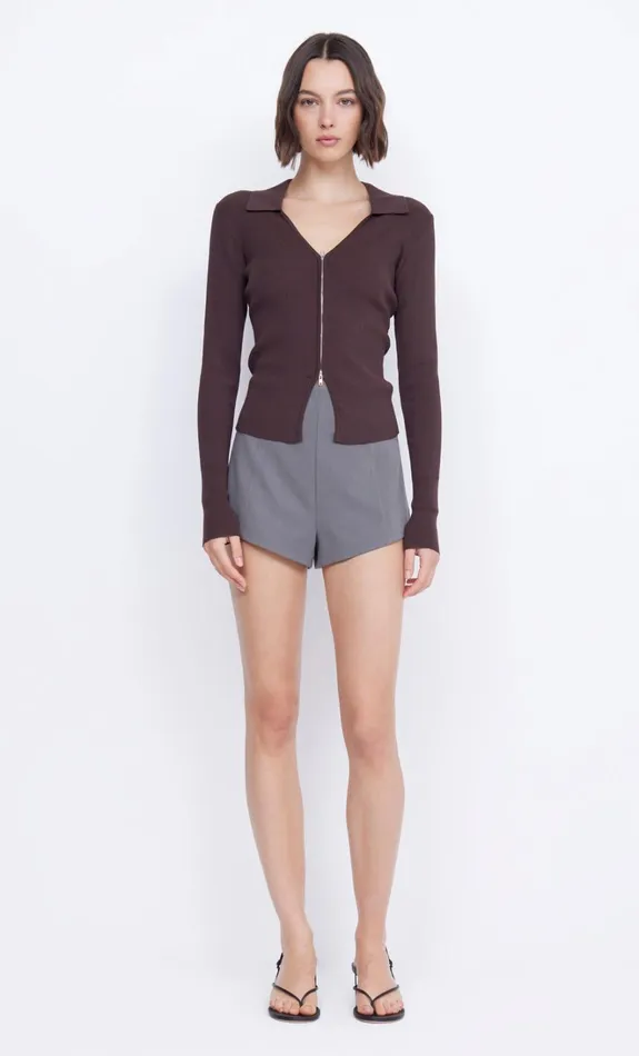 Women IMRIE ZIP KNIT CARDIGAN 8211 CHOCOLATE Bec Bridge Long Sleeve
