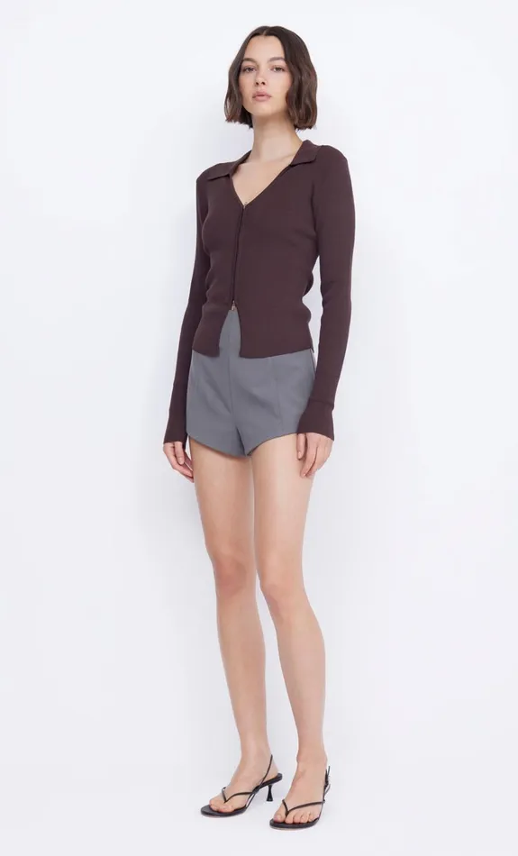 Women IMRIE ZIP KNIT CARDIGAN 8211 CHOCOLATE Bec Bridge Long Sleeve