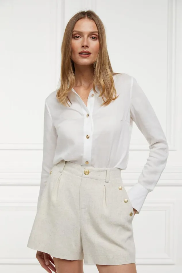 Women In Stock Tailoring Holland Cooper Belgravia Tailored Short Natural Linen