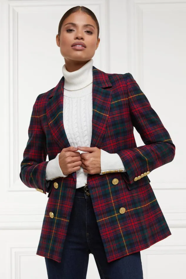 Women In Stock Tailoring Holland Cooper Double Breasted Blazer Logan Tartan