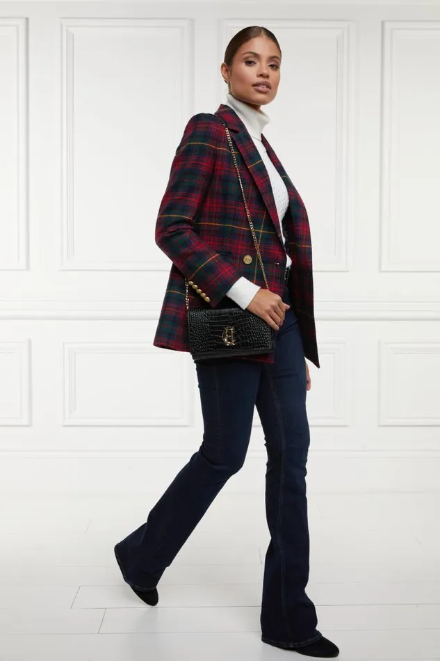 Women In Stock Tailoring Holland Cooper Double Breasted Blazer Logan Tartan