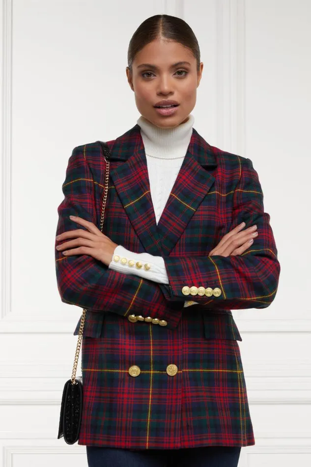 Women In Stock Tailoring Holland Cooper Double Breasted Blazer Logan Tartan