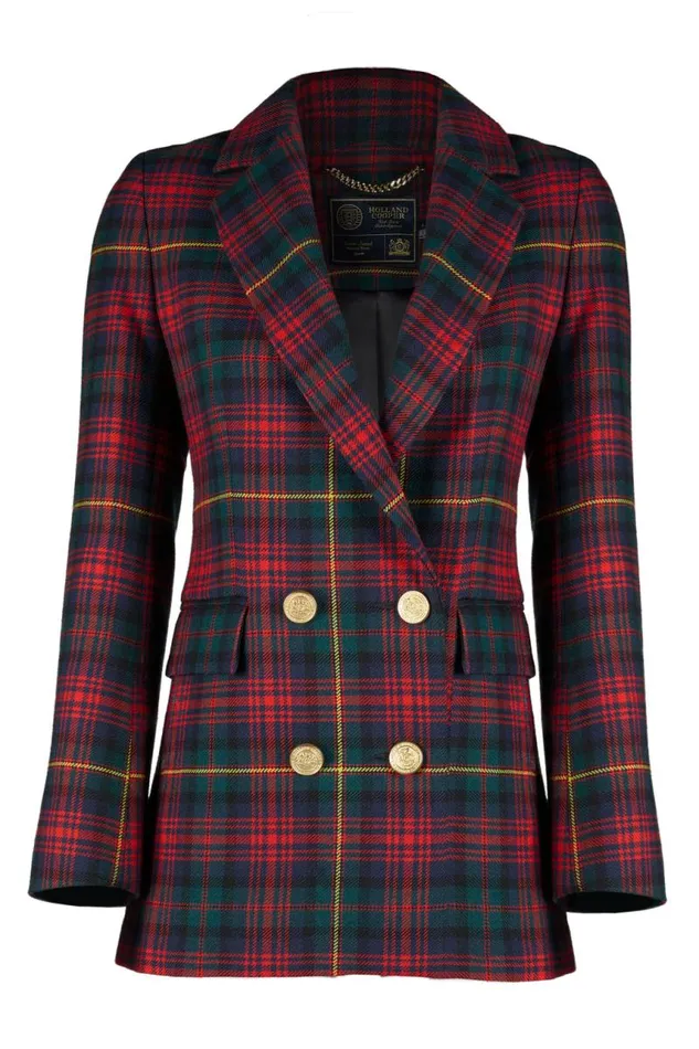 Women In Stock Tailoring Holland Cooper Double Breasted Blazer Logan Tartan