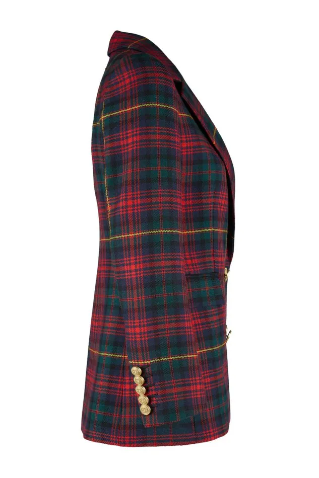 Women In Stock Tailoring Holland Cooper Double Breasted Blazer Logan Tartan