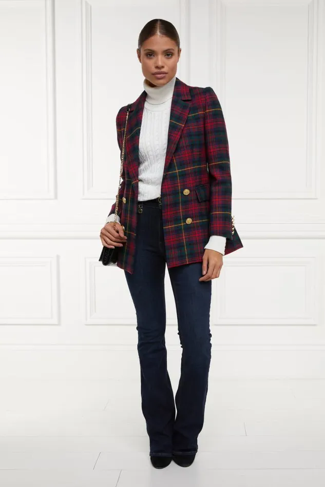 Women In Stock Tailoring Holland Cooper Double Breasted Blazer Logan Tartan
