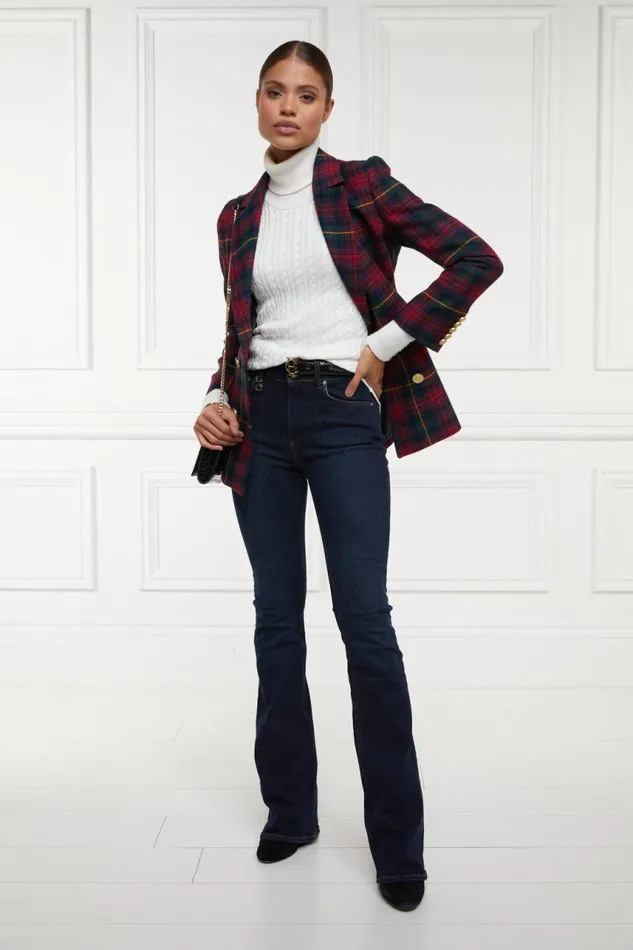Women In Stock Tailoring Holland Cooper Double Breasted Blazer Logan Tartan