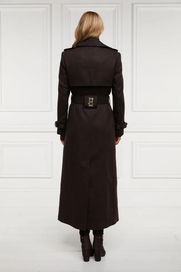Women In Stock Tailoring Holland Cooper Full Length Marlborough Trench Coat Chocolate Herringbone