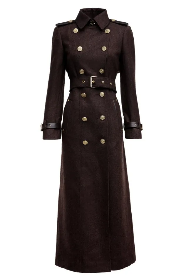 Women In Stock Tailoring Holland Cooper Full Length Marlborough Trench Coat Chocolate Herringbone