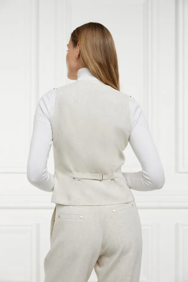Women In Stock Tailoring Holland Cooper Hampton Waistcoat Natural Linen Women In Stock Tailoring Holland Cooper Hampton Waistcoat Natural Linen