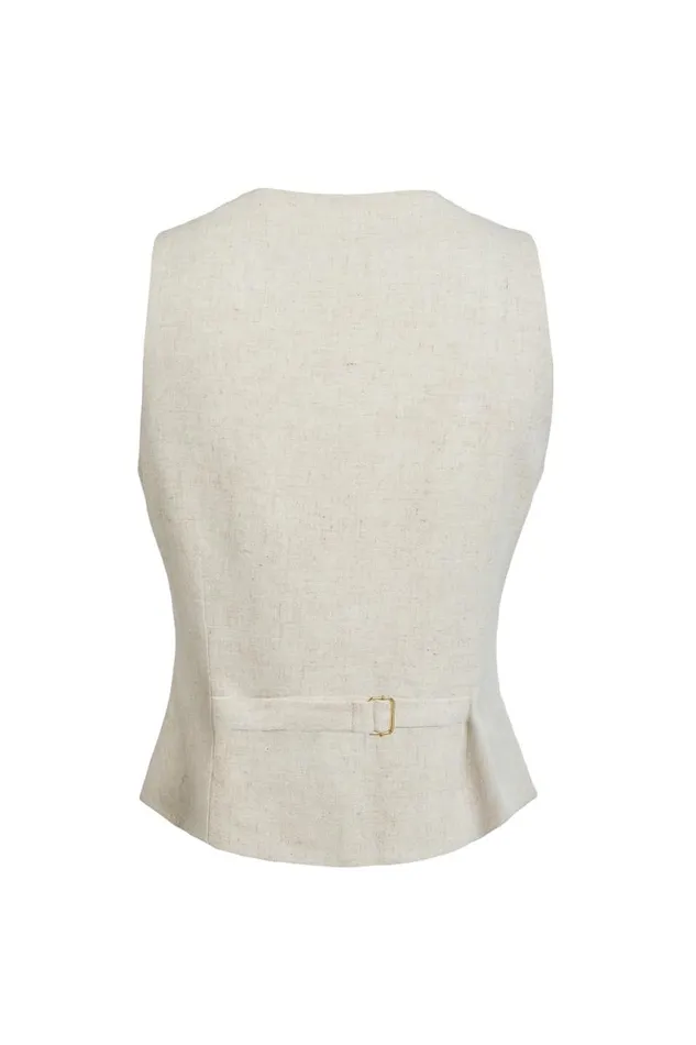 Women In Stock Tailoring Holland Cooper Hampton Waistcoat Natural Linen Women In Stock Tailoring Holland Cooper Hampton Waistcoat Natural Linen