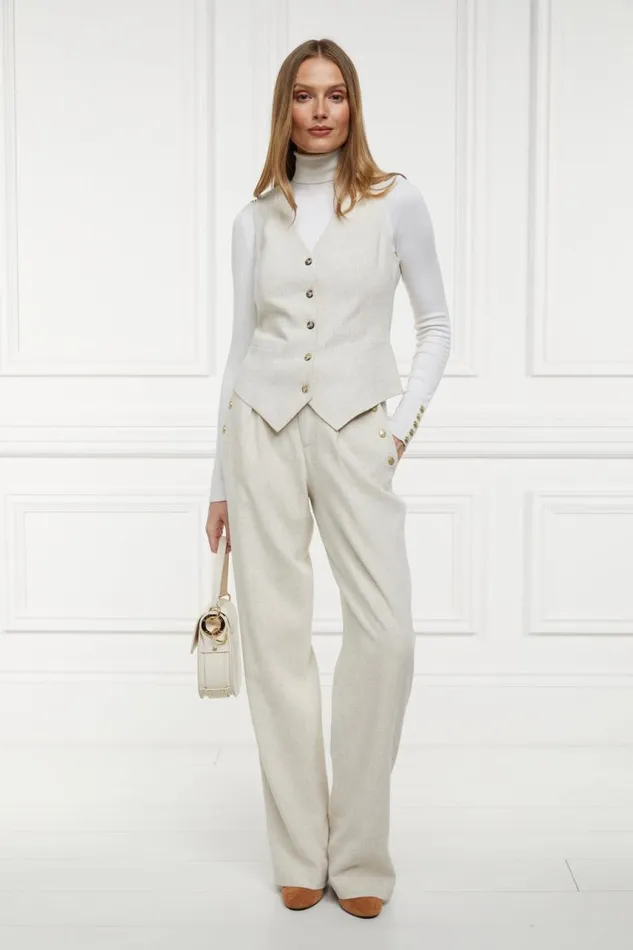 Women In Stock Tailoring Holland Cooper Hampton Waistcoat Natural Linen Women In Stock Tailoring Holland Cooper Hampton Waistcoat Natural Linen