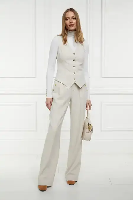 Women In Stock Tailoring Holland Cooper Hampton Waistcoat Natural Linen Women In Stock Tailoring Holland Cooper Hampton Waistcoat Natural Linen