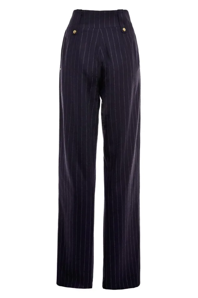 Women In Stock Tailoring Holland Cooper High Waisted Straight Trouser Navy Chalk Pin Stripe Women In Stock Tailoring Holland Cooper High Waisted Straight Trouser Navy Chalk Pin Stripe