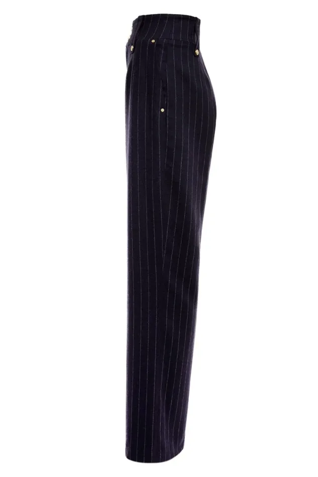 Women In Stock Tailoring Holland Cooper High Waisted Straight Trouser Navy Chalk Pin Stripe Women In Stock Tailoring Holland Cooper High Waisted Straight Trouser Navy Chalk Pin Stripe