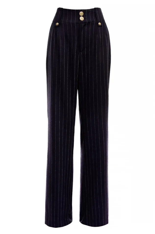 Women In Stock Tailoring Holland Cooper High Waisted Straight Trouser Navy Chalk Pin Stripe Women In Stock Tailoring Holland Cooper High Waisted Straight Trouser Navy Chalk Pin Stripe