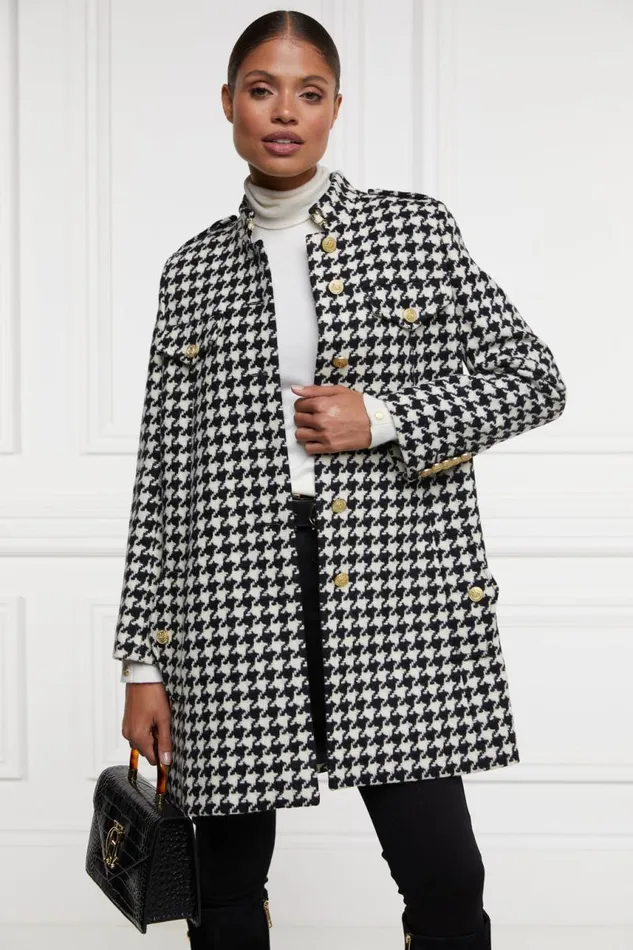 Women In Stock Tailoring Holland Cooper Highbury Cape Coat Large Scale Houndstooth