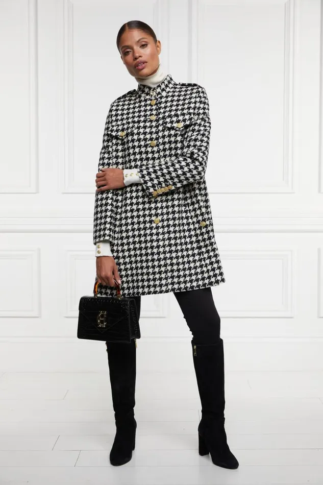 Women In Stock Tailoring Holland Cooper Highbury Cape Coat Large Scale Houndstooth