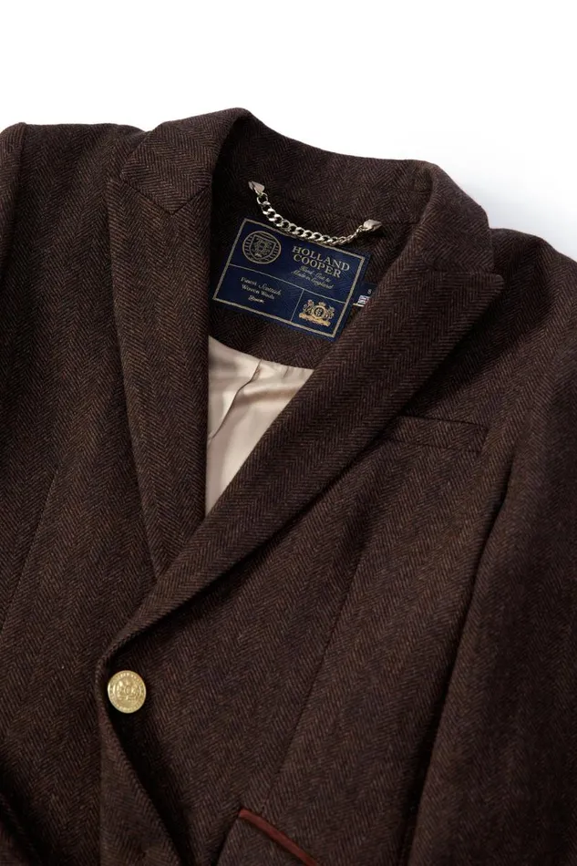 Women In Stock Tailoring Holland Cooper Highgrove Coat Chocolate Herringbone