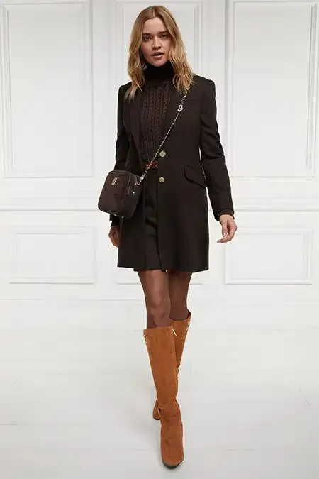Women In Stock Tailoring Holland Cooper Highgrove Coat Chocolate Herringbone