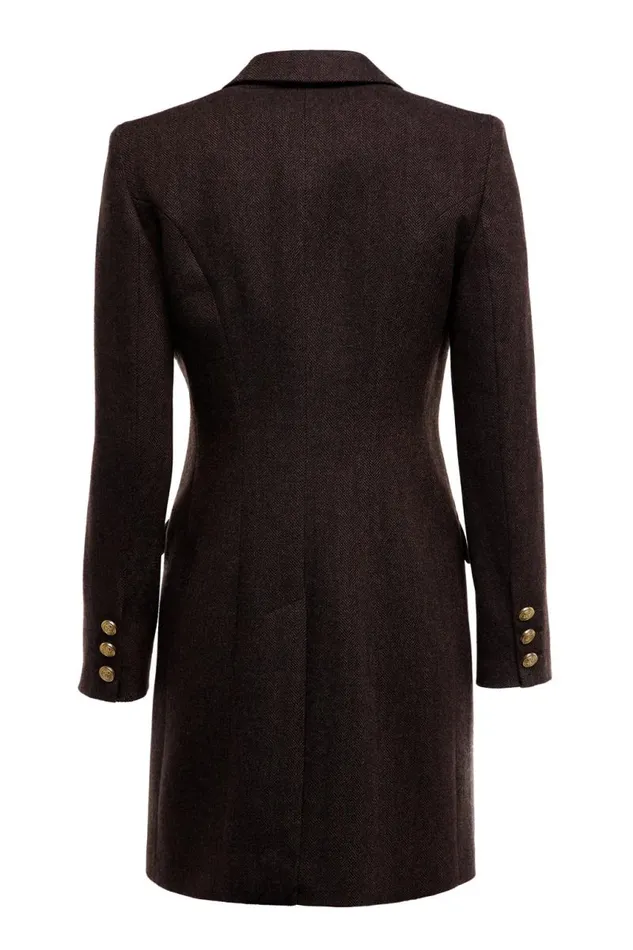 Women In Stock Tailoring Holland Cooper Highgrove Coat Chocolate Herringbone