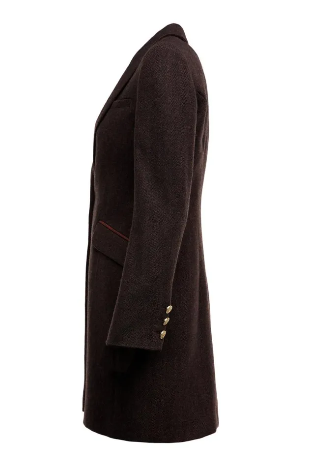 Women In Stock Tailoring Holland Cooper Highgrove Coat Chocolate Herringbone