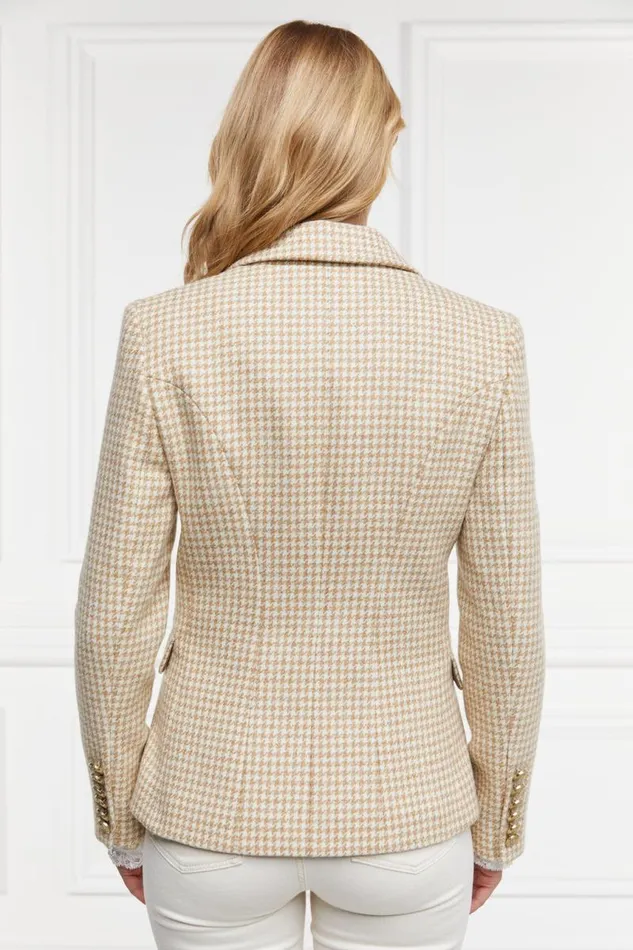 Women In Stock Tailoring Holland Cooper Knightsbridge Blazer Camel Puppy Tooth