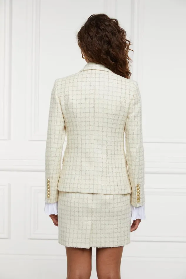 Women In Stock Tailoring Holland Cooper Knightsbridge Blazer Ivory Sparkle Tweed