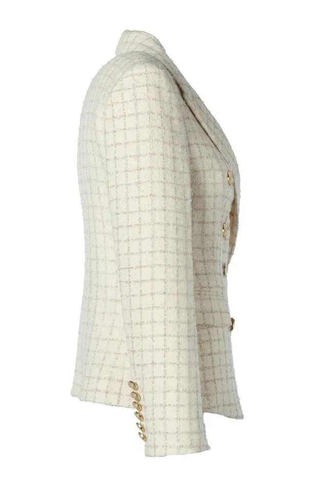 Women In Stock Tailoring Holland Cooper Knightsbridge Blazer Ivory Sparkle Tweed