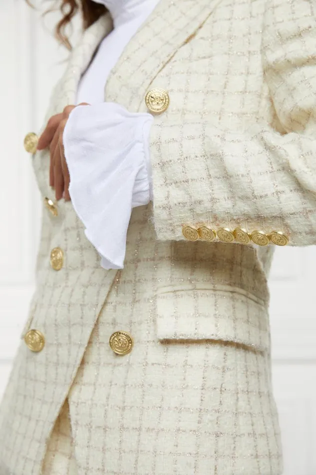 Women In Stock Tailoring Holland Cooper Knightsbridge Blazer Ivory Sparkle Tweed