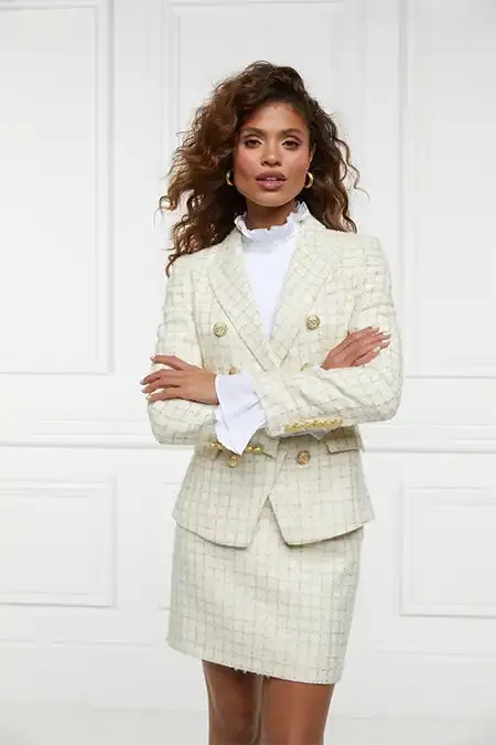 Women In Stock Tailoring Holland Cooper Knightsbridge Blazer Ivory Sparkle Tweed