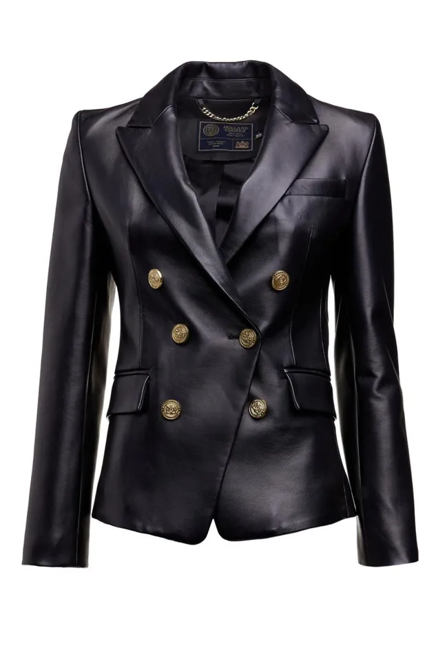 Women In Stock Tailoring Holland Cooper Knightsbridge Blazer Valencia Leather Black