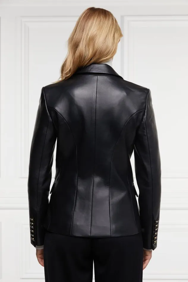 Women In Stock Tailoring Holland Cooper Knightsbridge Blazer Valencia Leather Black